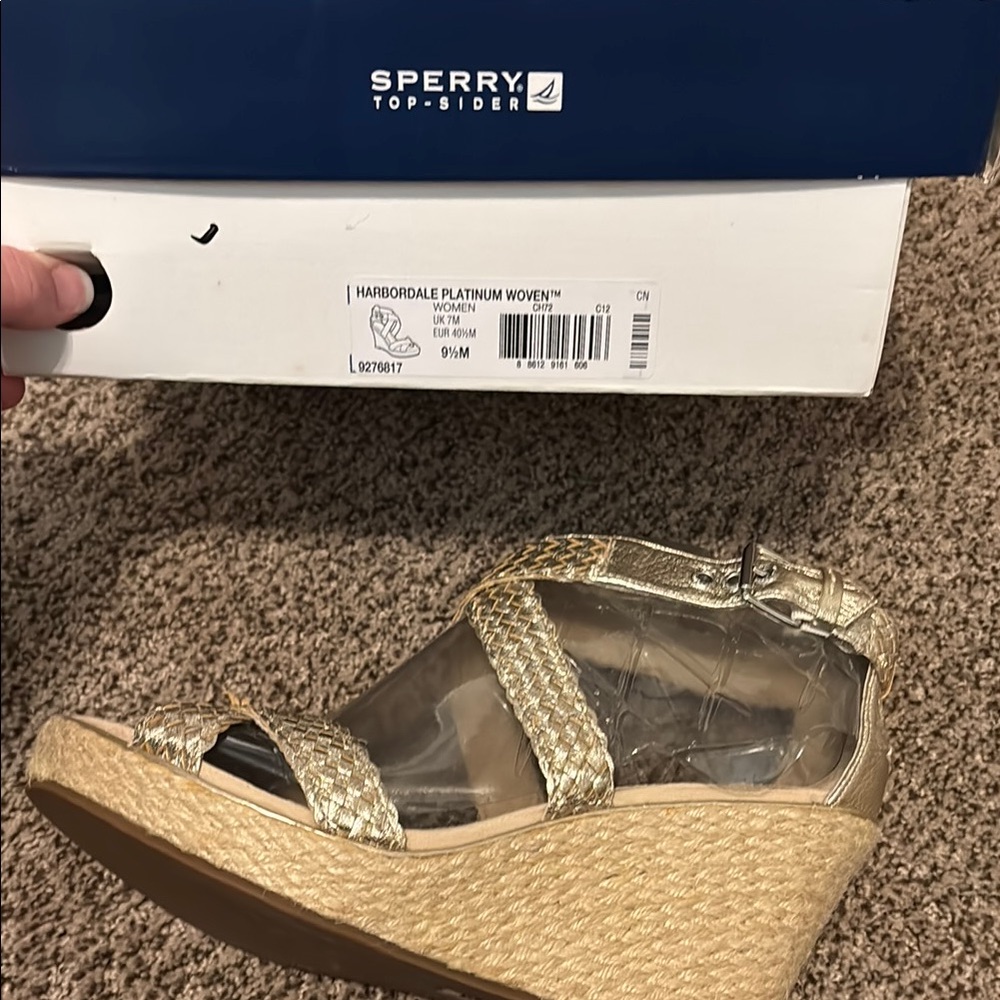 Sperry Gold Wedge Espadrilles with Braided Straps